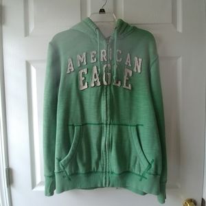 Green American Eagle Zip Up Hoodie